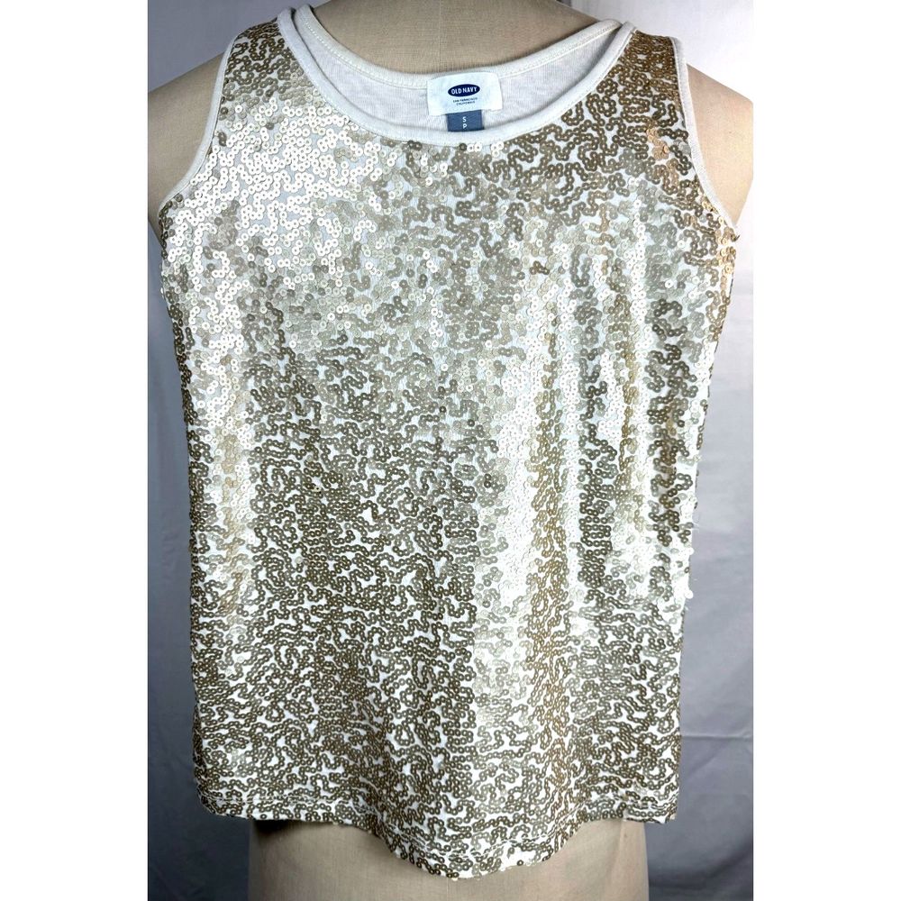 Old Navy Gold Sparkly Sequin Womens Tank Top SZ Small